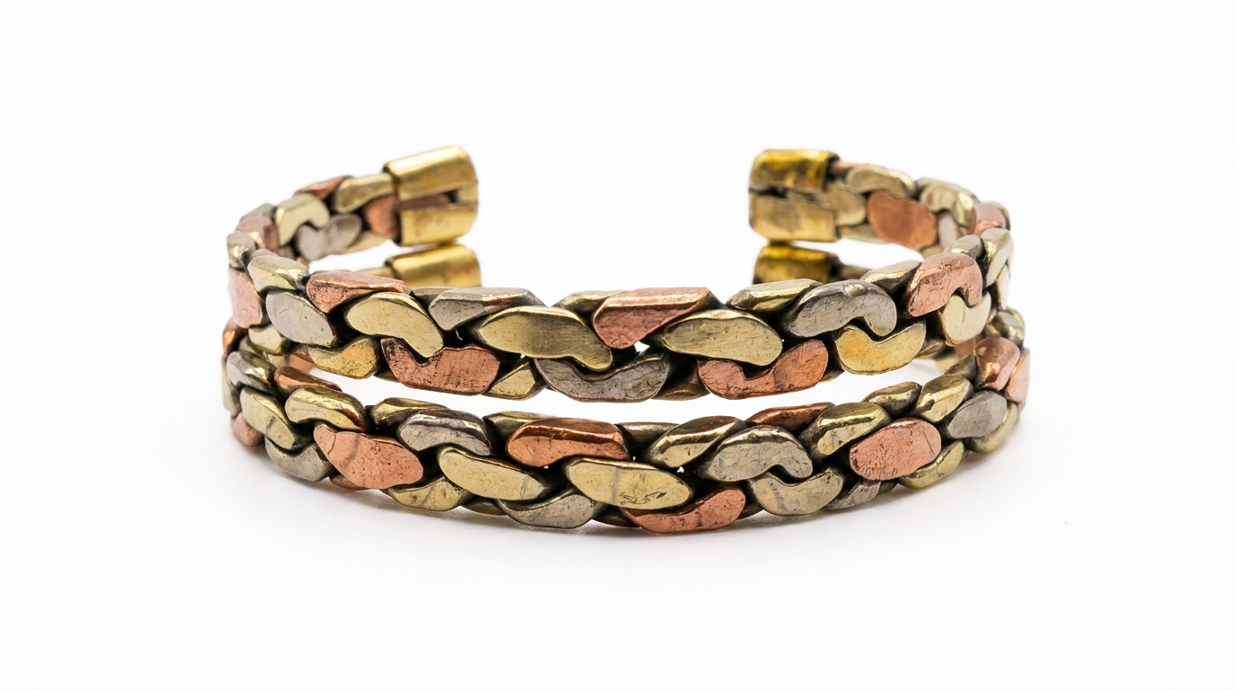 handmade-tri-metal-healing-cuff-bracelet